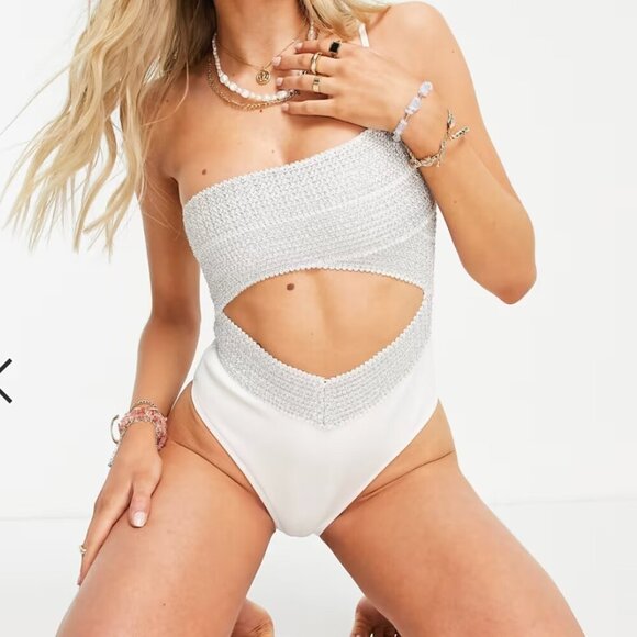 River Island One Shoulder Swimsuit - Picture 3 of 11